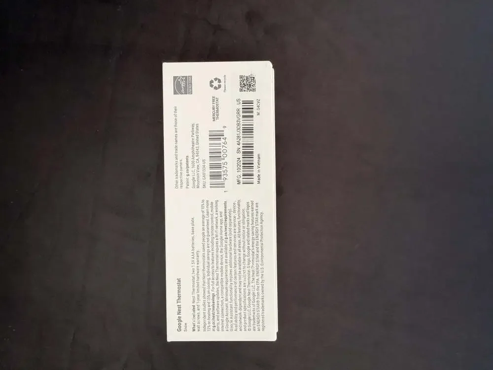 Brand New Google Nest Smart Wi-Fi Thermostat, Snow, Model GA01334